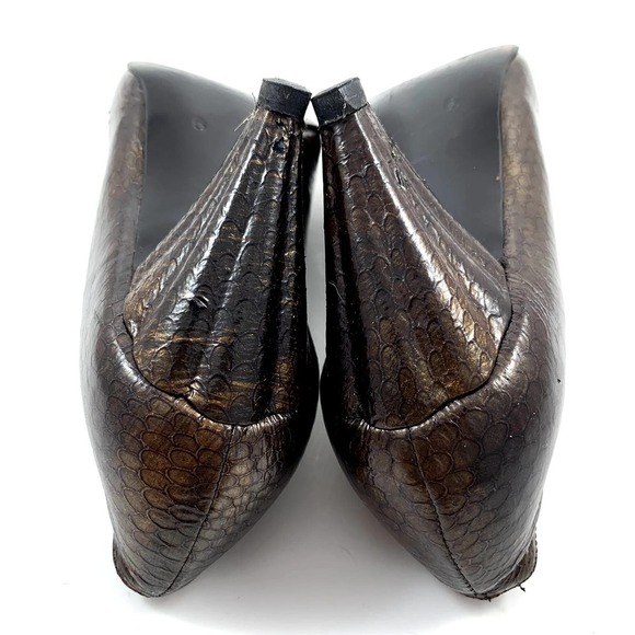 1980's STUART WEITZMAN metallic snakeskin leather pumps - Picture 8 of 16